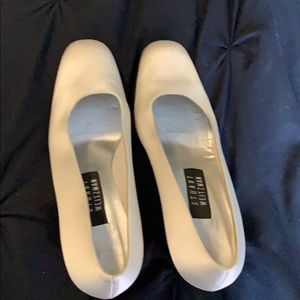 Stuart Weizmann white satin heels 8.5 B